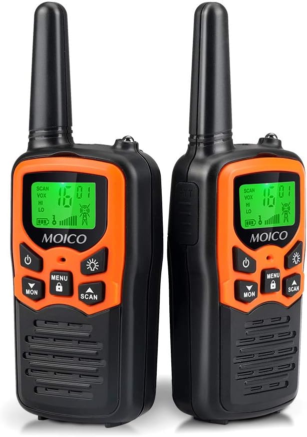 Walkie Talkies, MOICO Long Range Walkie Talkies for Adults with 22 FRS Channels, Family Walkie Talkie with LED Flashlight VOX LCD Display for Hiking C 1