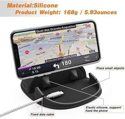Loncaster Car Phone Holder, Car Phone Mount Silicone Car Pad Mat for Various Dashboards, Slip Free Desk Phone Stand Compatible with iPhone, Samsung, A 6