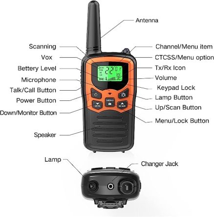 Walkie Talkies, MOICO Long Range Walkie Talkies for Adults with 22 FRS Channels, Family Walkie Talkie with LED Flashlight VOX LCD Display for Hiking C 5