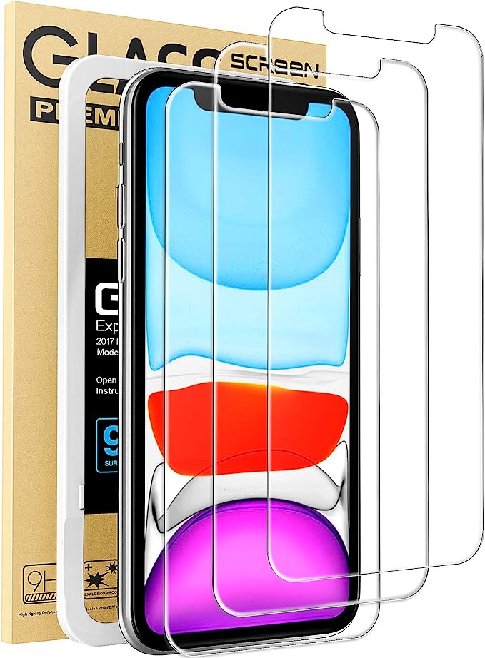 Mkeke Compatible for iPhone 11 Screen Protector for iPhone XR Screen Protector, Tempered Glass Film for Apple iPhone 11 and iPhone XR, 3-Pack Clear 1