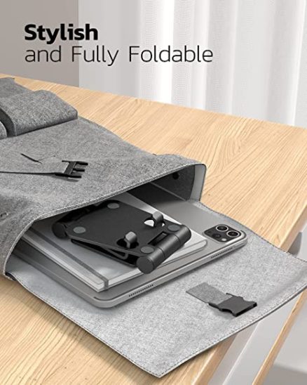 Nulaxy Dual Folding Cell Phone Stand, Fully Adjustable Foldable Desktop Phone Holder Cradle Dock Compatible with Phone 14 13 12 11 Pro Xs Xs Max Xr X 4