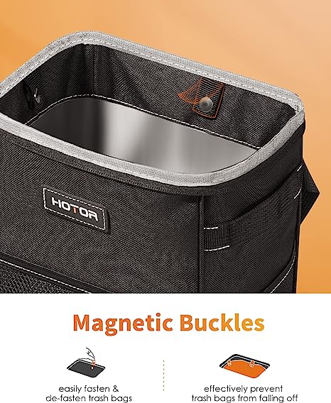 HOTOR Car Trash Can with Lid and Storage Pockets, 100% Leak-Proof Car Organizer, Waterproof Car Garbage Can, Multipurpose Trash Bin for Car 6 HOTOR Car Trash Can with Lid and Storage Pockets, 100% Leak-Proof Car Organizer, Waterproof Car Garbage Can, Multipurpose Trash Bin for Car - Image 6