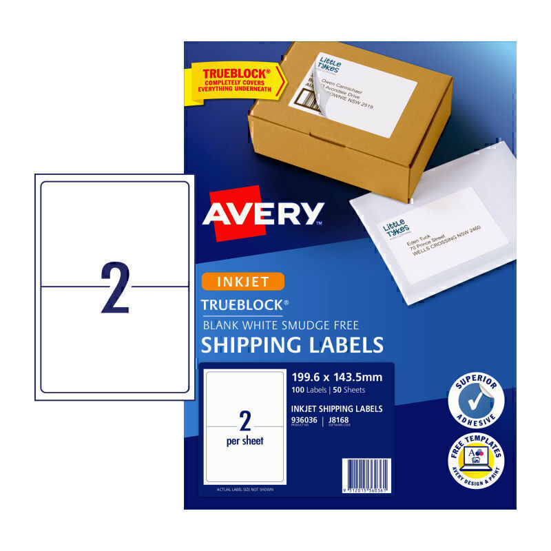 Avery IP Label J8168 2Up Pk50 1