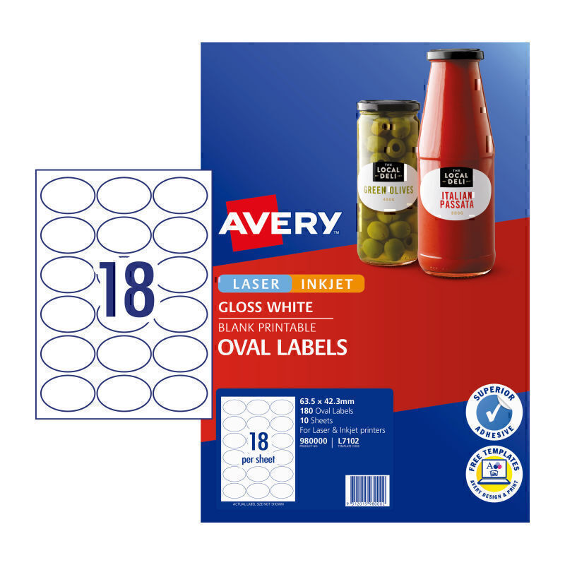 Avery Lbl Oval L7102 18Up Pk10 2