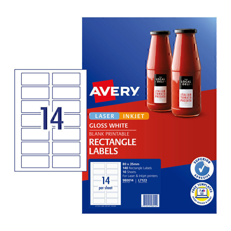 Avery Lbl Rect L7123 14Up Pk10 2