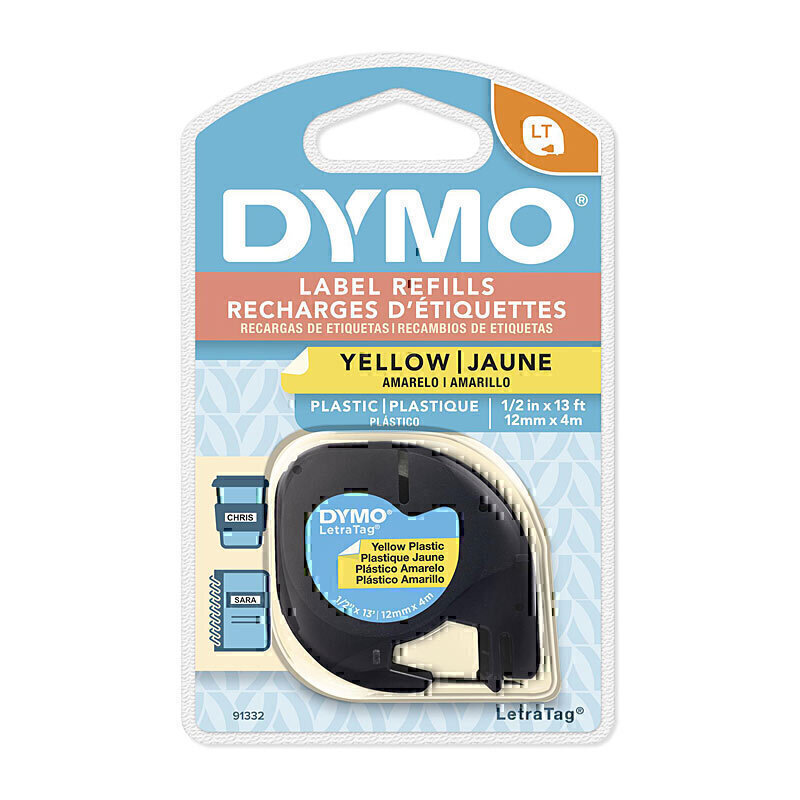 Dymo LT Plastic 12mm x 4m Yell 1