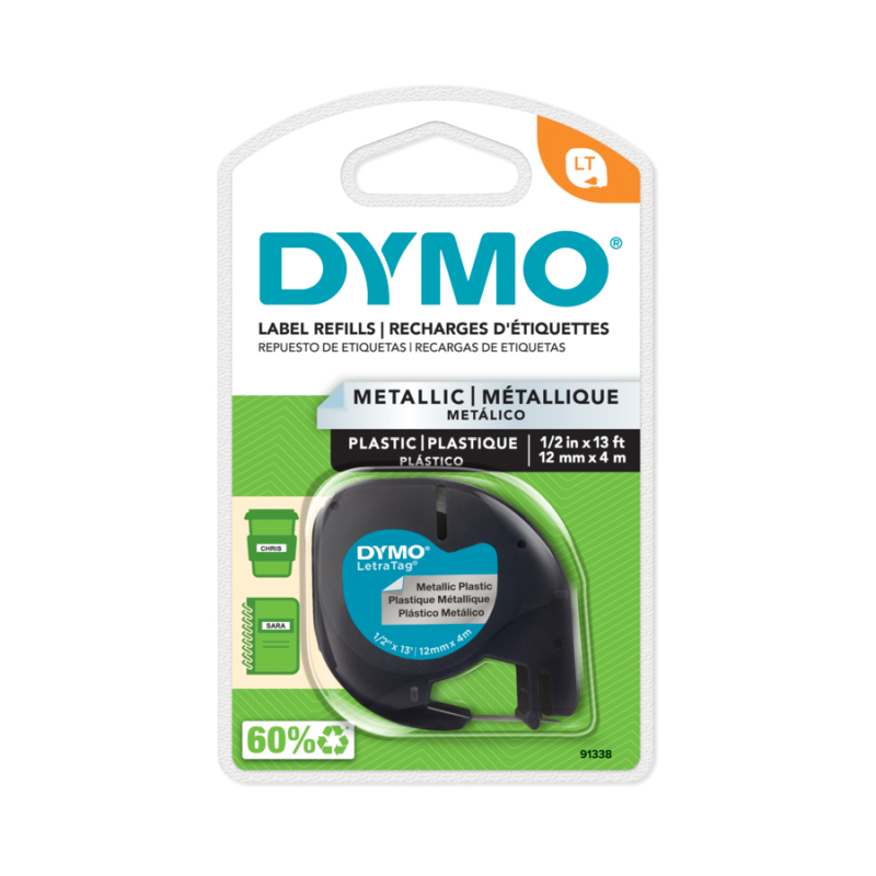 Dymo LT Tape 12mm x 4M Silver 1