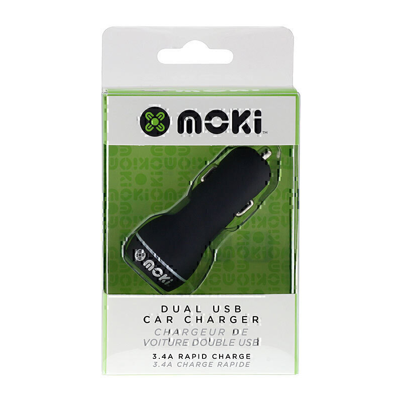 Moki Dual USB Car Charger Blk 1