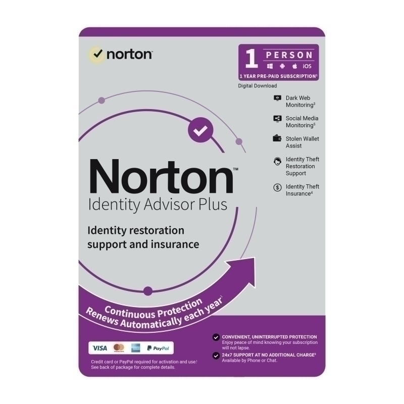 Norton Identity Adv Plus 1 Yr 1 Norton Identity Adv Plus 1 Yr