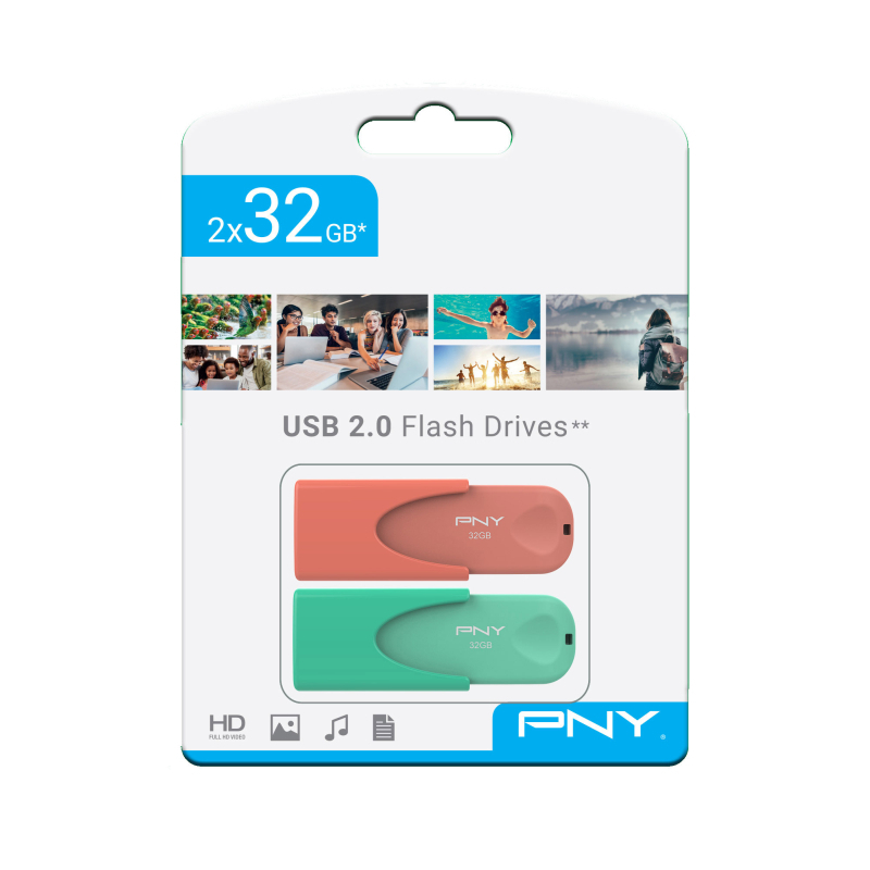 PNY USB 2.0 Dual Pack 2 x 32GB 2