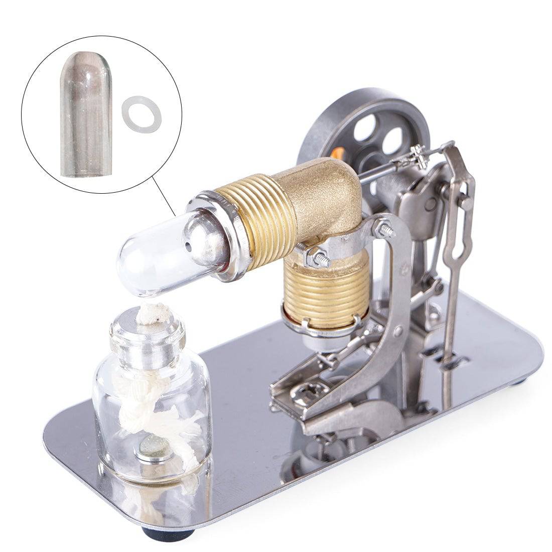 Glass Heated Tube & O-Sealing Ring Cylinder Warming Accessory Suitable for Stirling Engine Model 2