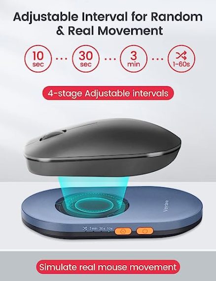 Undetectable Mouse Jiggler with Power Adapter and ON/Off Switch Mouse Mover Simulator, Driver-Free Mouse Movement Simulation for Computer Awakening 7