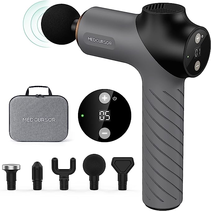 Massage Gun Deep Tissue, Handheld Muscle Massager Gun with LCD Touch Display, Quiet Brushless Motor, Carry Case, Portable Percussion Massage Gun for A 2