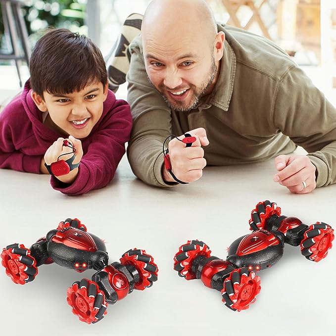 RC Stunt Car Gesture Sensing - Christmas Red, 2.4GHz 4WD Hand Controlled Double Sided Remote Control Car with Music & Lights, Kids Toy, Gift Ideas for 7 RC Stunt Car Gesture Sensing - Christmas Red, 2.4GHz 4WD Hand Controlled Double Sided Remote Control Car with Music & Lights, Kids Toy, Gift Ideas for - Image 7