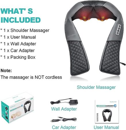 Neck and Shoulder Massager with Heat, Electric Shiatsu Back Massage Device, Portable Deep Tissue 3D Kneading Pillow for Muscle Pain Relief at Home, Of 3