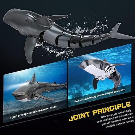 2.4G Remote Control Shark Toy 1:18 Scale High Simulation Shark Shark for Swimming Pool Bathroom Great Gift RC Boat Toys for 6+ Year Old Boys and Girls 6