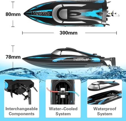20MPH Fast RC Boat for Adults 2.4Ghz Remote Control Boat for Pools and Lake with 2 Rechargeable Batteries Toys 7