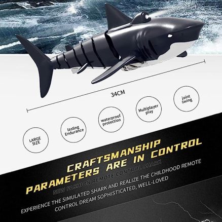 2.4G Remote Control Shark Toy 1:18 Scale High Simulation Shark Shark for Swimming Pool Bathroom Great Gift RC Boat Toys for 6+ Year Old Boys and Girls 4