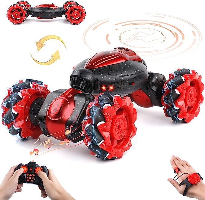 RC Stunt Car Gesture Sensing - Christmas Red, 2.4GHz 4WD Hand Controlled Double Sided Remote Control Car with Music & Lights, Kids Toy, Gift Ideas for 2 RC Stunt Car Gesture Sensing - Christmas Red, 2.4GHz 4WD Hand Controlled Double Sided Remote Control Car with Music & Lights, Kids Toy, Gift Ideas for - Image 2