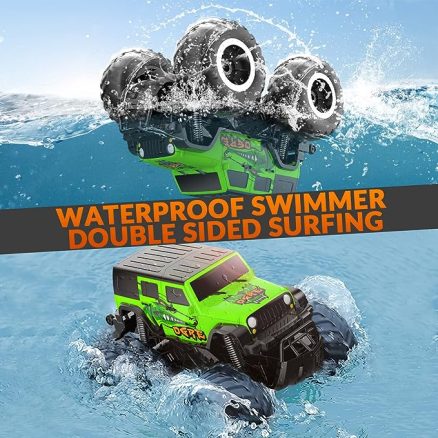 Amphibious Remote Control Car Toys for Boys 2.4GHz 1:16 All Terrain Off-Road RC Car Waterproof RC Monster Truck Kids Pool Toys Remote Control Boat Gif 11