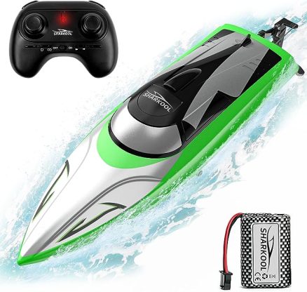 SHARKOOL H106 RC Boat - 20+MPH Fast RC Boats for Adults & Kids, 2.4GHz Remote Control Boat for Boys, Radio Controlled Boats with Rechargeable Battery, 3