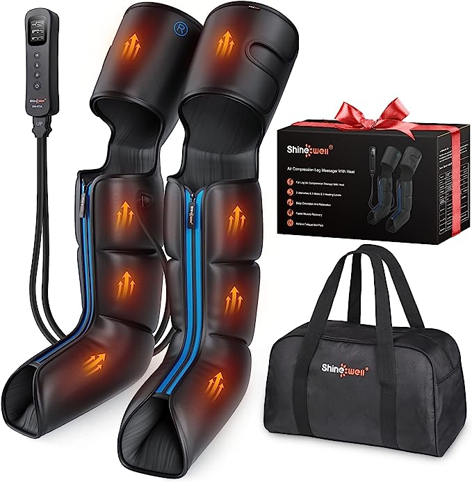 Leg Compression Massager for Circulation and Pain Relief, 3 Heat Levels 3 Modes 3 Intensities, for Legs, Muscle Pain Relief Thigh, Calf & Feet Massage 2