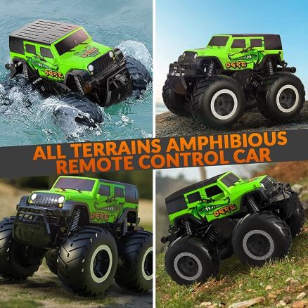 Amphibious Remote Control Car Toys for Boys 2.4GHz 1:16 All Terrain Off-Road RC Car Waterproof RC Monster Truck Kids Pool Toys Remote Control Boat Gif 8