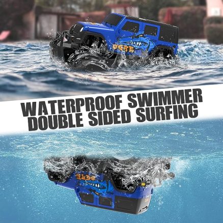 Amphibious Remote Control Car Toys for Boys 2.4GHz 1:16 All Terrain Off-Road RC Car Waterproof RC Monster Truck Kids Pool Toys Remote Control Boat Gif 10