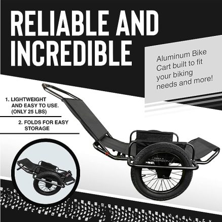 Aluminum Bike Trailer Cart - Heavy-Duty Game Cart and Utility Trailer - 300lbs Maximum Capacity - 6061 Aluminum Alloy Frame, 16" Fat Tires for Any Ter 2