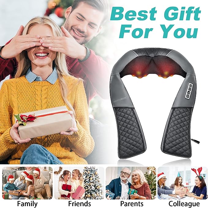 Neck and Shoulder Massager with Heat, Electric Shiatsu Back Massage Device, Portable Deep Tissue 3D Kneading Pillow for Muscle Pain Relief at Home, Of 6 Neck and Shoulder Massager with Heat, Electric Shiatsu Back Massage Device, Portable Deep Tissue 3D Kneading Pillow for Muscle Pain Relief at Home, Of - Image 6