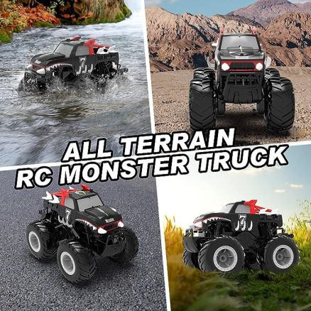 Amphibious Remote Control Car Toys for Boys 2.4GHz 1:16 All Terrain Off-Road RC Car Waterproof RC Monster Truck Kids Pool Toys Remote Control Boat Gif 12