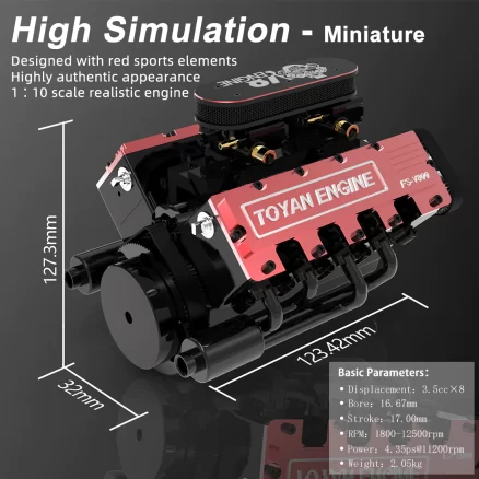 Toyan V8 FS-V800 28cc Engine RTR Nitro Engine Model Kits with Supercharger 14