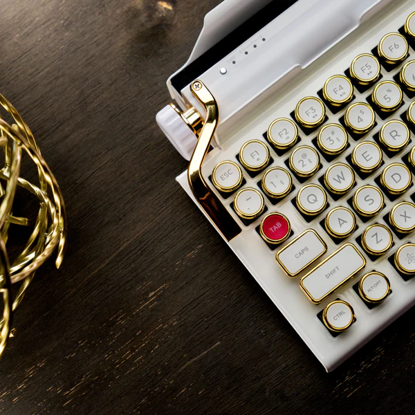 Hand Assembled WHITE GOLD QWERKYWRITER® In Stock 1