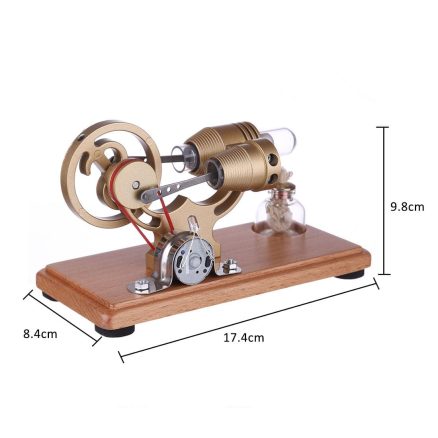 DIY γ-shape Assembly Retro Stirling Engine Kit Generator Sterling Model with LED Light Science Educational Toy 3