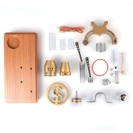 DIY γ-shape Assembly Retro Stirling Engine Kit Generator Sterling Model with LED Light Science Educational Toy 11