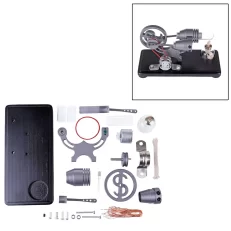 DIY γ-shape Assembly Retro Stirling Engine Kit Generator Sterling Model with LED Light Science Educational Toy