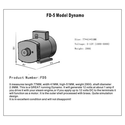 FD-5 12V Miniature Motor for M12 M16 Internal Combustion Engine Steam Engine Model 4