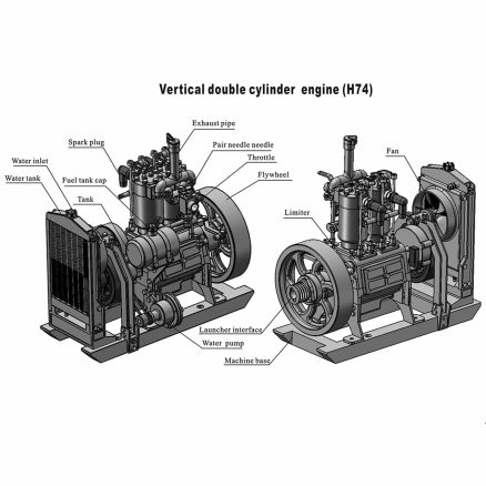 H74 5cc 4-Stroke 2-Cylinder Water Cooled Gasoline Internal Combustion Engine Model 16