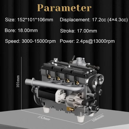 HOWIN L4-172 17.2cc SOHC Inline 4 Cylinder FOUR Stroke 15000 rpm Nitro RC Engine 4