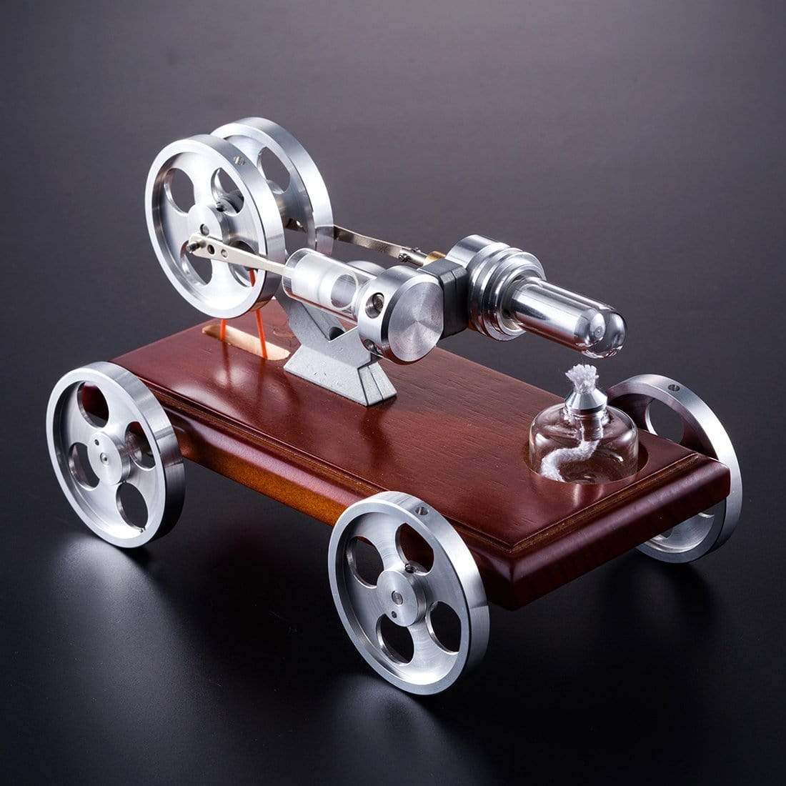 Stirling Engine Kit DIY Stirling Engine Car Model Kit With Solid Wood Baseplate 1