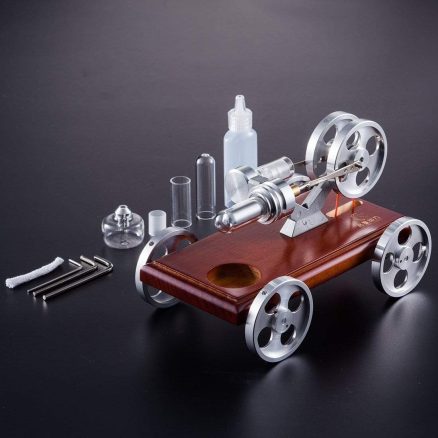 Stirling Engine Kit DIY Stirling Engine Car Model Kit With Solid Wood Baseplate 2
