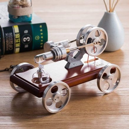Stirling Engine Kit DIY Stirling Engine Car Model Kit With Solid Wood Baseplate 5