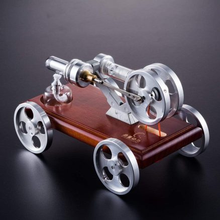 Stirling Engine Kit DIY Stirling Engine Car Model Kit With Solid Wood Baseplate 6