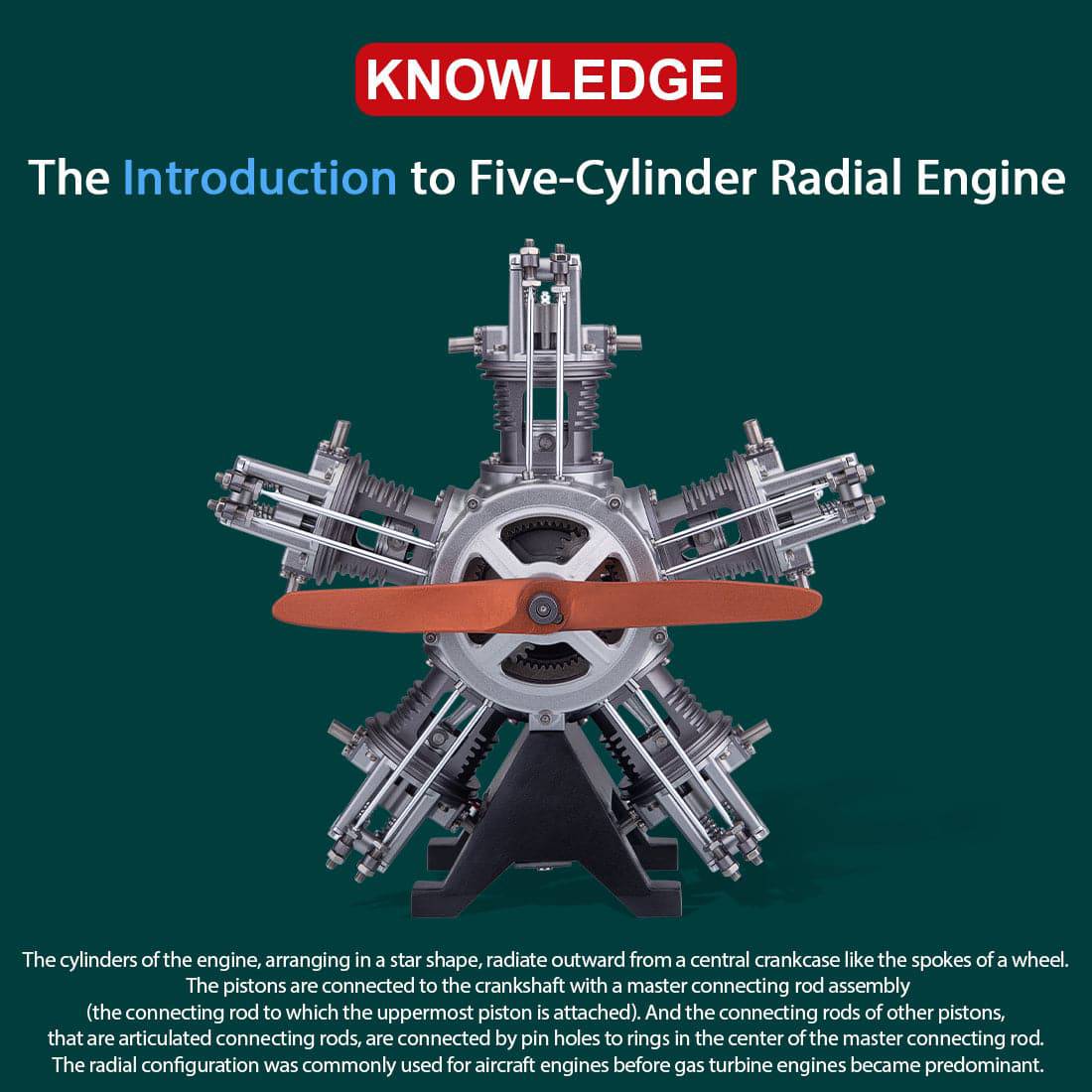 TECHING DIY 5 Cylinder Electric Mechanical Aircraft Radial Engine Model Kits That Runs 250+pcs 2 TECHING DIY 5 Cylinder Electric Mechanical Aircraft Radial Engine Model Kits That Runs 250+pcs - Image 2
