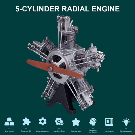TECHING DIY 5 Cylinder Electric Mechanical Aircraft Radial Engine Model Kits That Runs 250+pcs 10