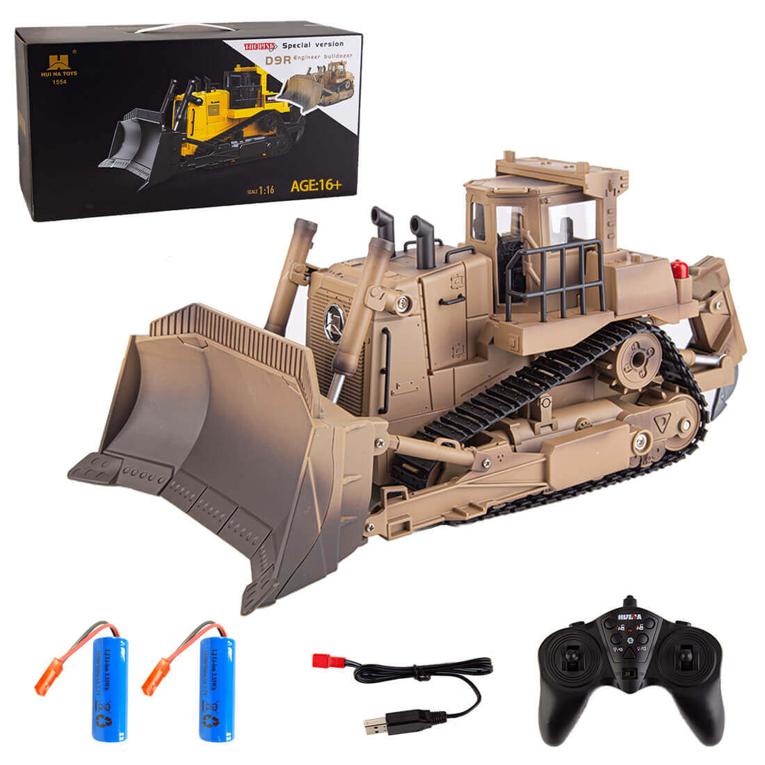 THE LINK×HUINA 1/16 2.4GHz 9CH RC US Army Armored Engineering Bulldozer Model D9R 1