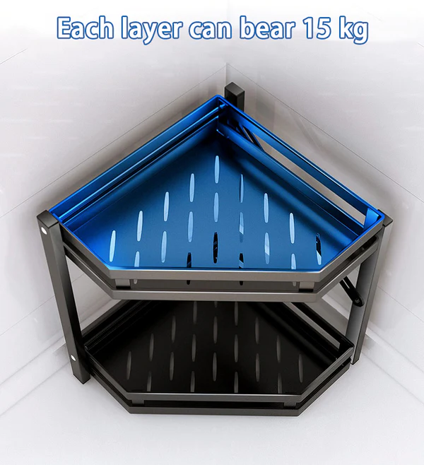 Joybos® Folding 2 Tier No Drilling Corner Kitchen Shelf T7 2 Joybos® Folding 2 Tier No Drilling Corner Kitchen Shelf T7 - Image 2