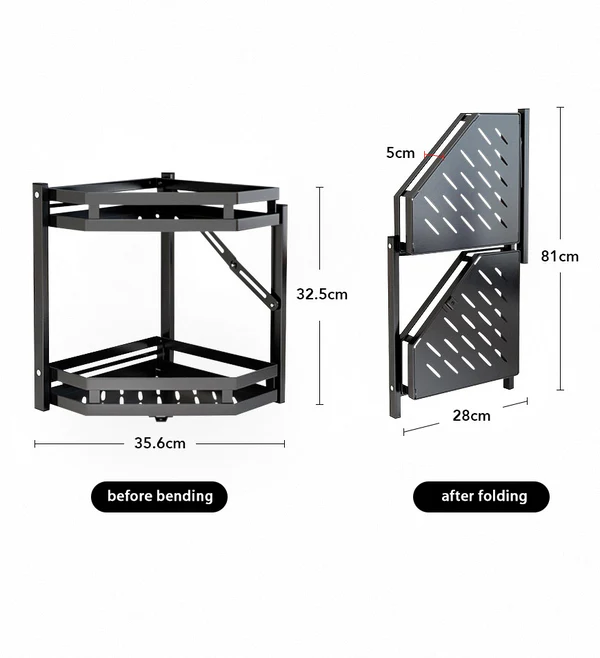Joybos® Folding 2 Tier No Drilling Corner Kitchen Shelf T7 4 Joybos® Folding 2 Tier No Drilling Corner Kitchen Shelf T7 - Image 4