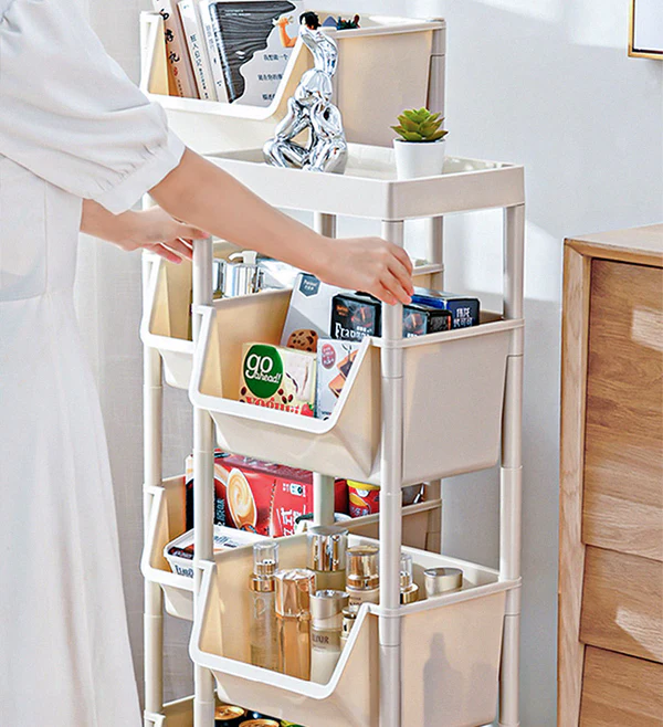 Joybos® 3-Tier Storage Shelf Rack With Brake 3 Joybos® 3-Tier Storage Shelf Rack With Brake - Image 3