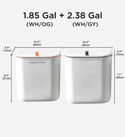 Joybos® Multi-Usage Hanging Trash Bin T20 - 1.85 Gal (White/Orange) 3
